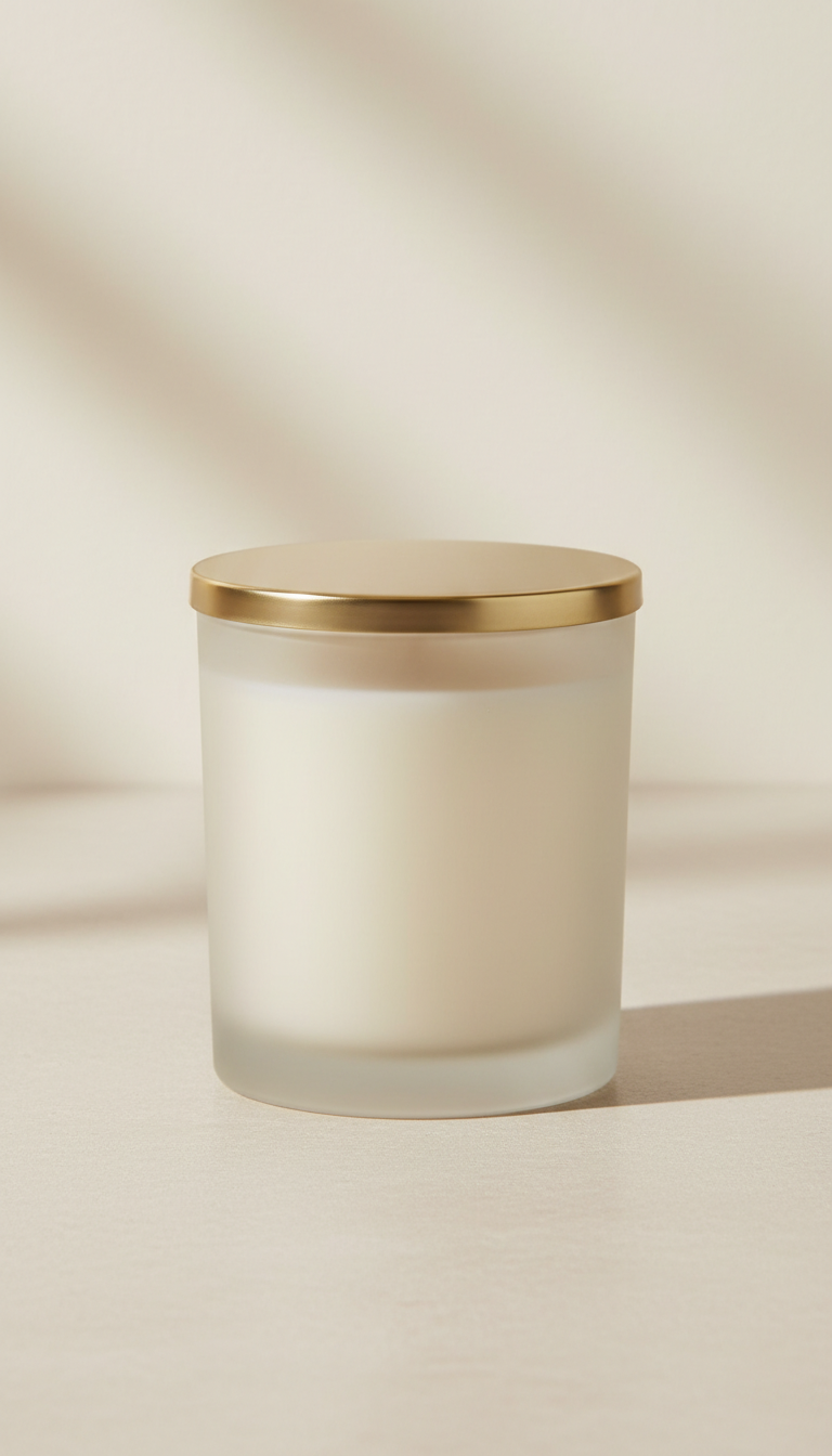 Ivory Wax Candle with Brass Lid
